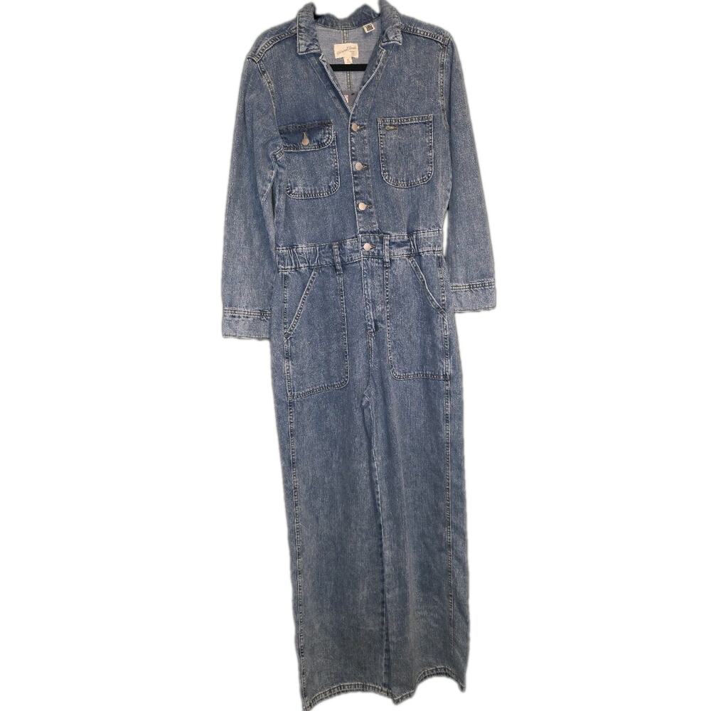 NWT 6R Women's Long Sleeve Denim Overalls w/Zipper & Button Up MSRP $44